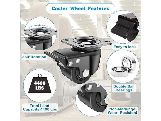 Toosoar meubelwielen (4 stuks) - afbeelding 4 van  5