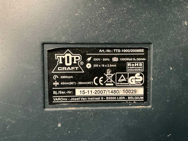 Topcraft tts-1000/2008be tafelzaag topcraft - afbeelding 7 van  7