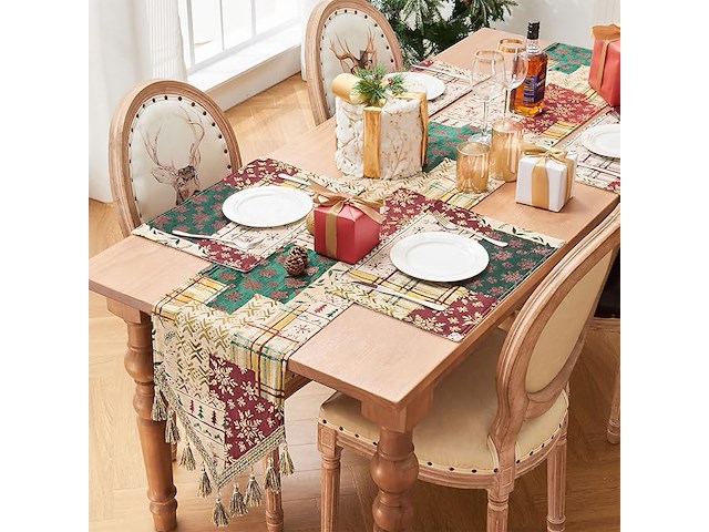 Topluxe kerst tafelloper - afbeelding 1 van  4