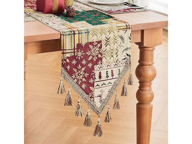 Topluxe kerst tafelloper - afbeelding 3 van  4