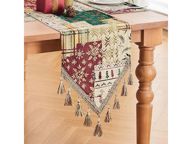 Topluxe kerst tafelloper - afbeelding 3 van  4