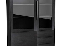 Toulon vitrine 115 cm zwart in massief hout