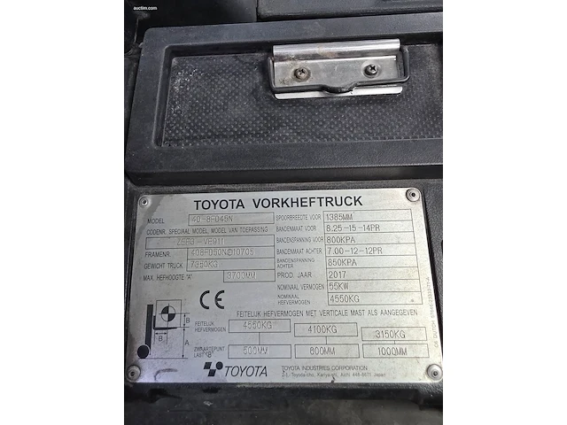 Toyota tonero 50 40-8fd45n diesel heftruck 2017 - afbeelding 16 van  25