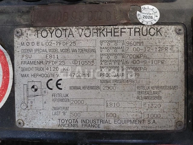 Toyota vorkheftruck 02-7fdf25 - afbeelding 4 van  5