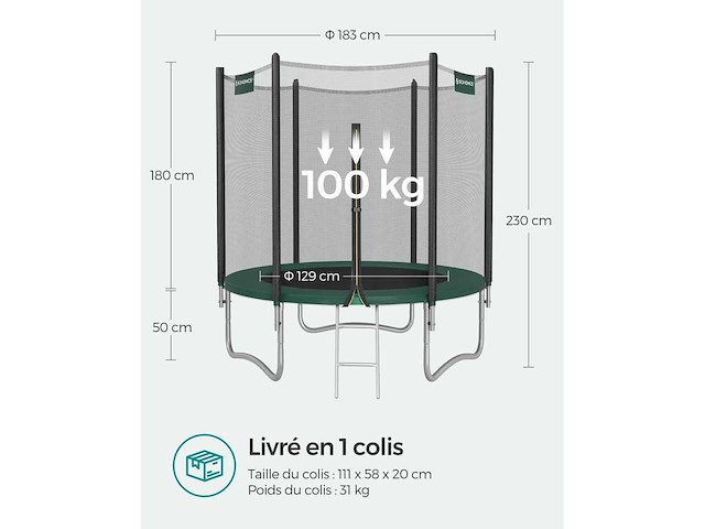 Trampoline ø 183 cm groen - afbeelding 6 van  6