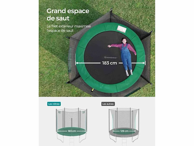 Trampoline ø 183 cm groen - afbeelding 3 van  6