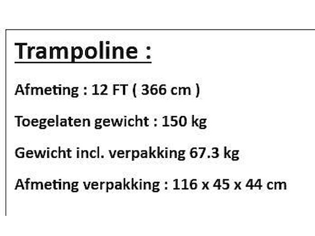 Trampoline 366cm - afbeelding 2 van  2