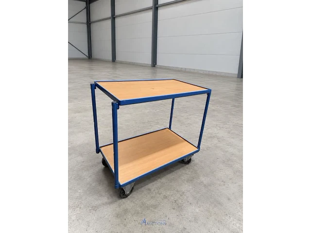 Transportwagen / serveerwagen met 2 legborden – blauw - afbeelding 1 van  4