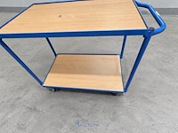 Transportwagen / serveerwagen met 2 legborden – blauw - afbeelding 2 van  4