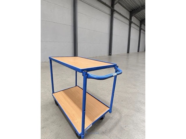 Transportwagen / serveerwagen met 2 legborden – blauw - afbeelding 3 van  4