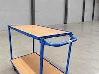 Transportwagen / serveerwagen met 2 legborden – blauw - afbeelding 3 van  4