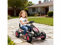 Trap-kart voor kinderen 3-standen verstelbare stoel, handrem kind van 5 tot 12 jaar rood zwart