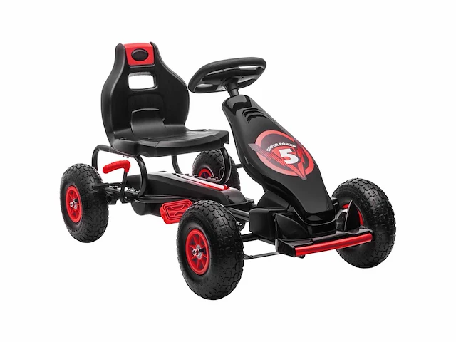 Trap-kart voor kinderen 3-standen verstelbare stoel, handrem kind van 5 tot 12 jaar rood zwart - afbeelding 2 van  5