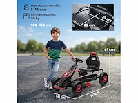 Trap-kart voor kinderen 3-standen verstelbare stoel, handrem kind van 5 tot 12 jaar rood zwart - afbeelding 3 van  5