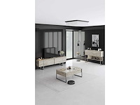 Travertijn en verzilverd metalen tv-meubel - afbeelding 3 van  8