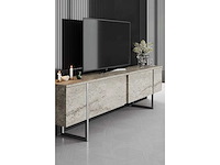 Travertijn en verzilverd metalen tv-meubel - afbeelding 5 van  8