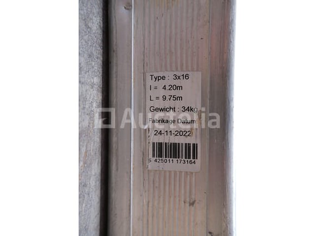 Travhymat 3x16 aluminium drievoudige ladder - afbeelding 4 van  7