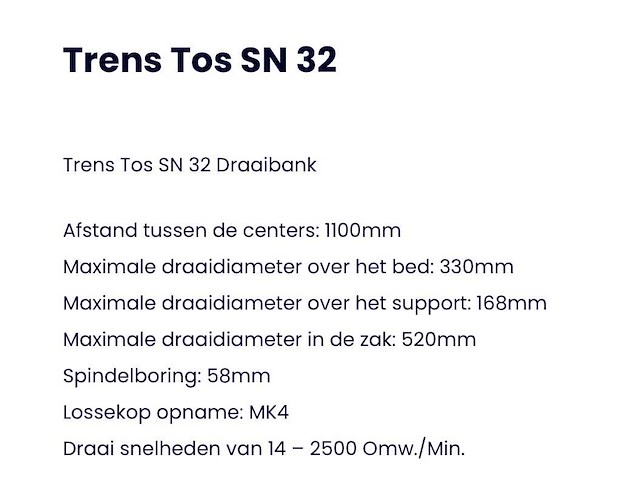 Trens sn 32 horizontale draaibank - afbeelding 4 van  17