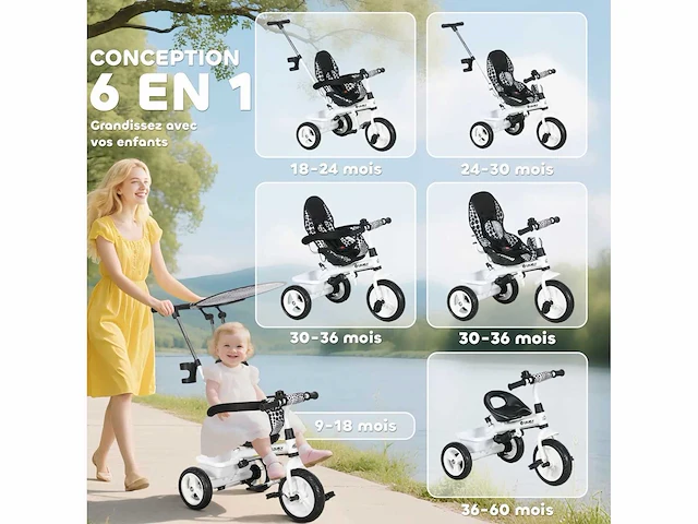 Tricycle kids zonneklep opvouwbare staaf verwijderbare container opslag - afbeelding 4 van  5