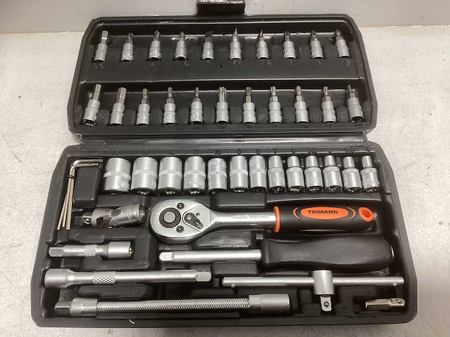 Trimann 1/4'' dopsleutelset in koffer 46 delig - afbeelding 1 van  3