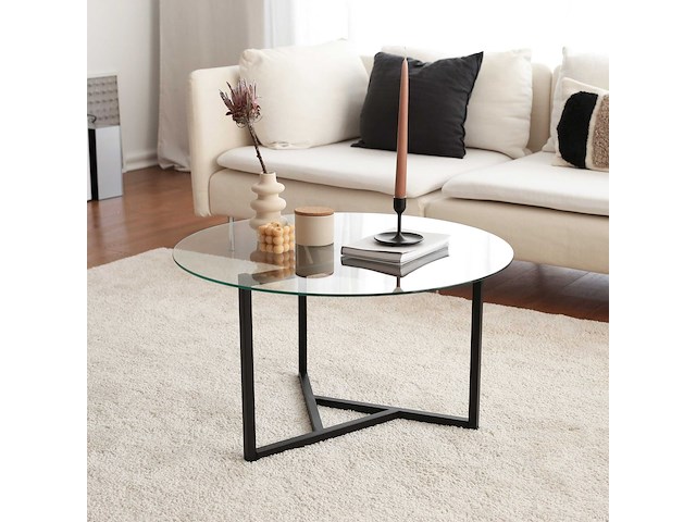 Trio g salontafel | metalen frame | transparant, zwart - afbeelding 1 van  7