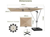 Triumphkey rechthoekige cantilever parasol opvouwbare en verstelbare tuinparasol - afbeelding 3 van  7