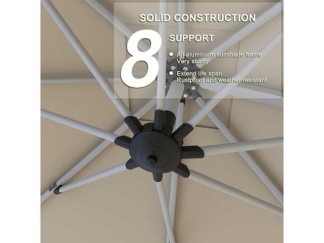 Triumphkey rechthoekige cantilever parasol opvouwbare en verstelbare tuinparasol - afbeelding 6 van  7