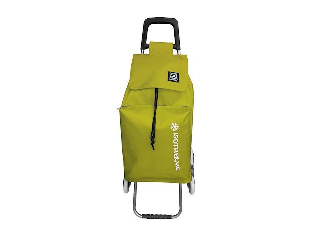 Trolley boodschappenwagentje - 55 liter - 3 wielen - met koelvak - groen - afbeelding 1 van  11