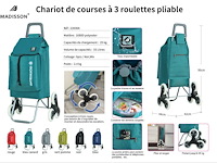 Trolley boodschappenwagentje - 55 liter - 3 wielen - met koelvak - rood - afbeelding 6 van  11