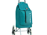 Trolley boodschappenwagentje - 55 liter - 3 wielen - met koelvak - turquoise - afbeelding 1 van  11