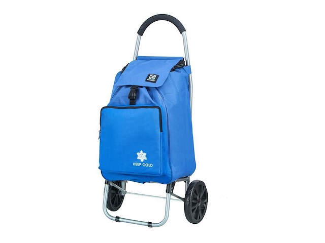 Trolley boodschappenwagentje - 55 liter - met koelvak - kleur : blauw - afbeelding 1 van  11