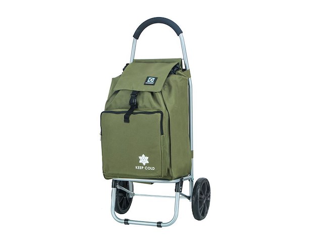 Trolley boodschappenwagentje - 55 liter - met koelvak - kleur : groen - afbeelding 1 van  11