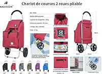 Trolley boodschappenwagentje - 55 liter - met koelvak - kleur : paars - afbeelding 6 van  11