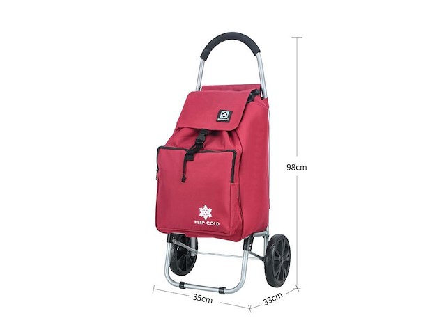 Trolley boodschappenwagentje - 55 liter - met koelvak - kleur : paars - afbeelding 7 van  11