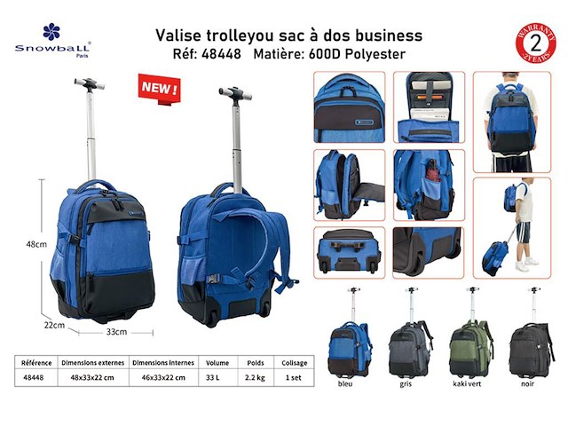 Trolley / rugzak - kleur : grijs - 33 liter - afbeelding 6 van  11