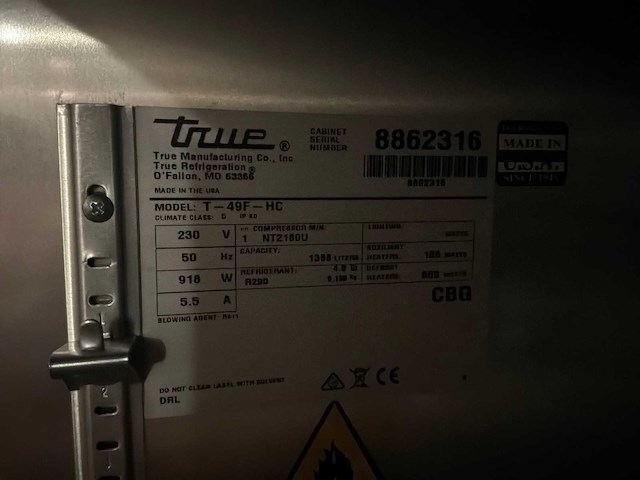 True t-49f-hc diepvriezer 2 deuren - afbeelding 4 van  4