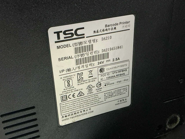 Tsc da210 label printer - afbeelding 3 van  3
