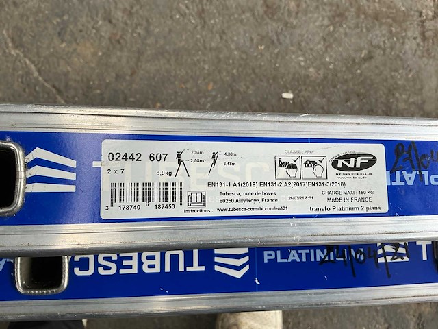 Tubesca 2x7 aluminium schuifladder - afbeelding 4 van  4