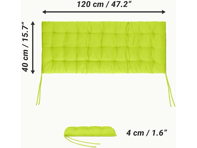 Tuinbank palletkussen 120x40mc 4cm dik geel-groen - afbeelding 1 van  4