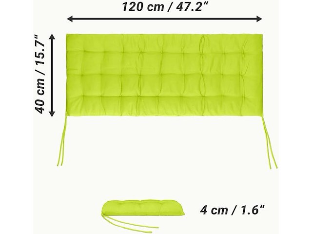 Tuinbank palletkussen 120x40mc 4cm dik geel-groen - afbeelding 1 van  5