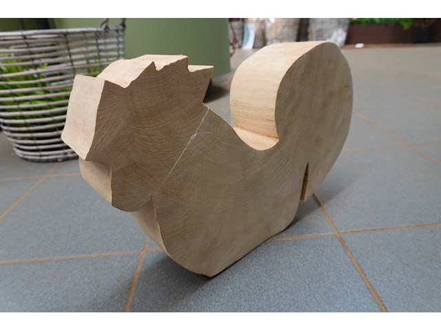 Tuinbeeldje – haan in hout - afbeelding 1 van  2
