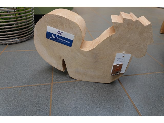 Tuinbeeldje – haan in hout - afbeelding 2 van  2