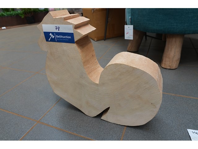 Tuinbeeldje – haan in hout - afbeelding 1 van  2