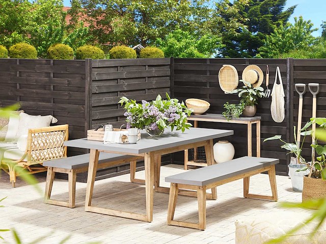 Tuineettafel - 180 cm 90 cm betongrijs - afbeelding 1 van  15