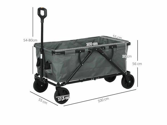 Tuinkar 120 kg lading, opvouwbare transportkar - afbeelding 3 van  6