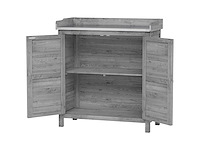 Tuinkast met pottafel, houten werktuigenschuur met gegalvaniseerd werkblad 2 planken grijs - afbeelding 2 van  6