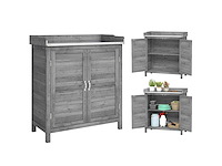 Tuinkast met pottafel, houten werktuigenschuur met gegalvaniseerd werkblad 2 planken grijs - afbeelding 6 van  6