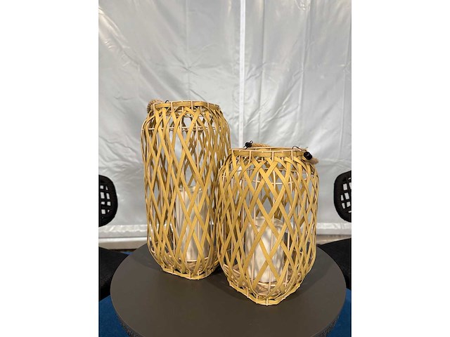 Tuinlamp wicker - buitenverlichting 2 stuks oplaadbaar - afbeelding 1 van  4