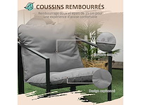 Tuinmeubilair, 4 kamers voor 4 personen met een 2-persoons bank, 2 fauteuils en 1 grijze salontafel - afbeelding 5 van  8