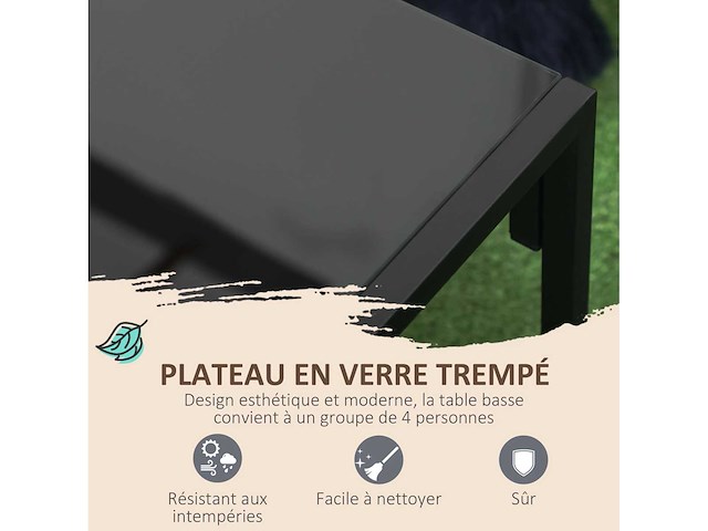 Tuinmeubilair, 4 kamers voor 4 personen met een 2-persoons bank, 2 fauteuils en 1 grijze salontafel - afbeelding 6 van  8